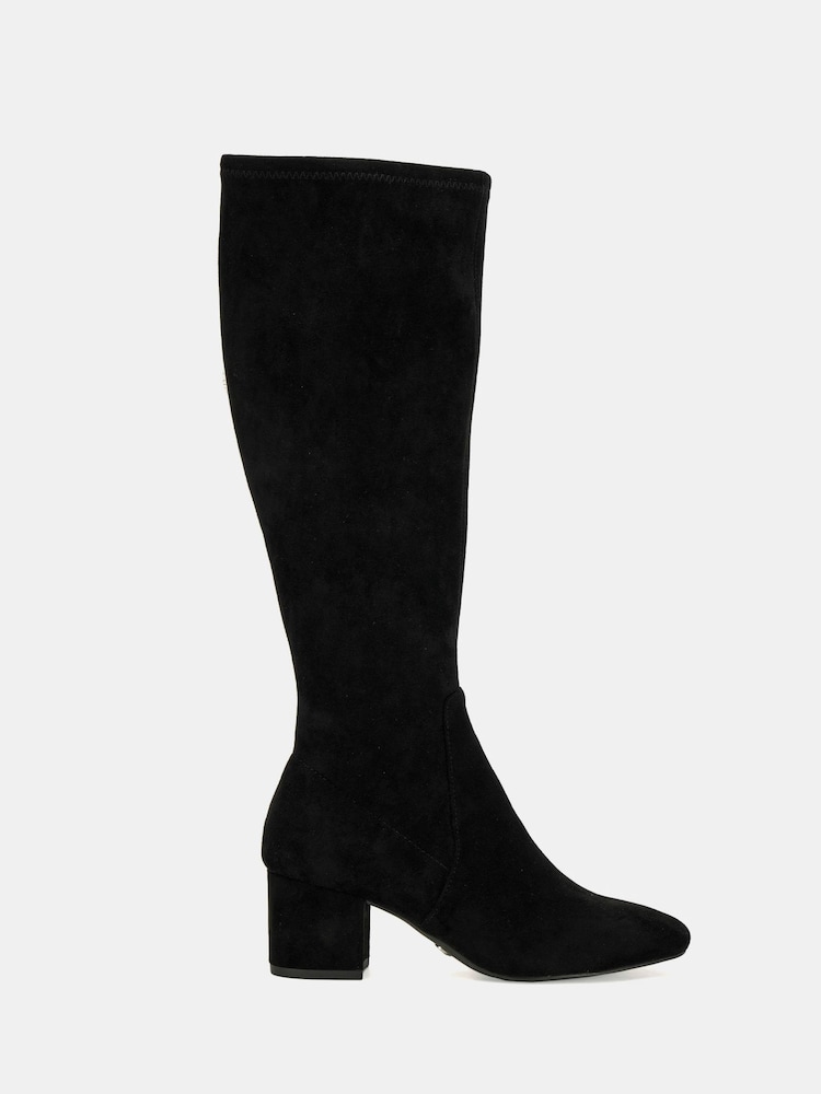 Novo Black Gemma Low Block Heel Knee Boots - Image 2 of 6