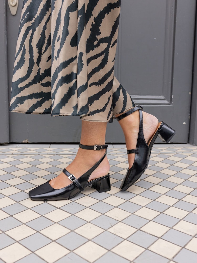 Novo Black Standard Fit Hazel Low Block Heel Ankle Strap Mary Jane Shoes - Image 6 of 6