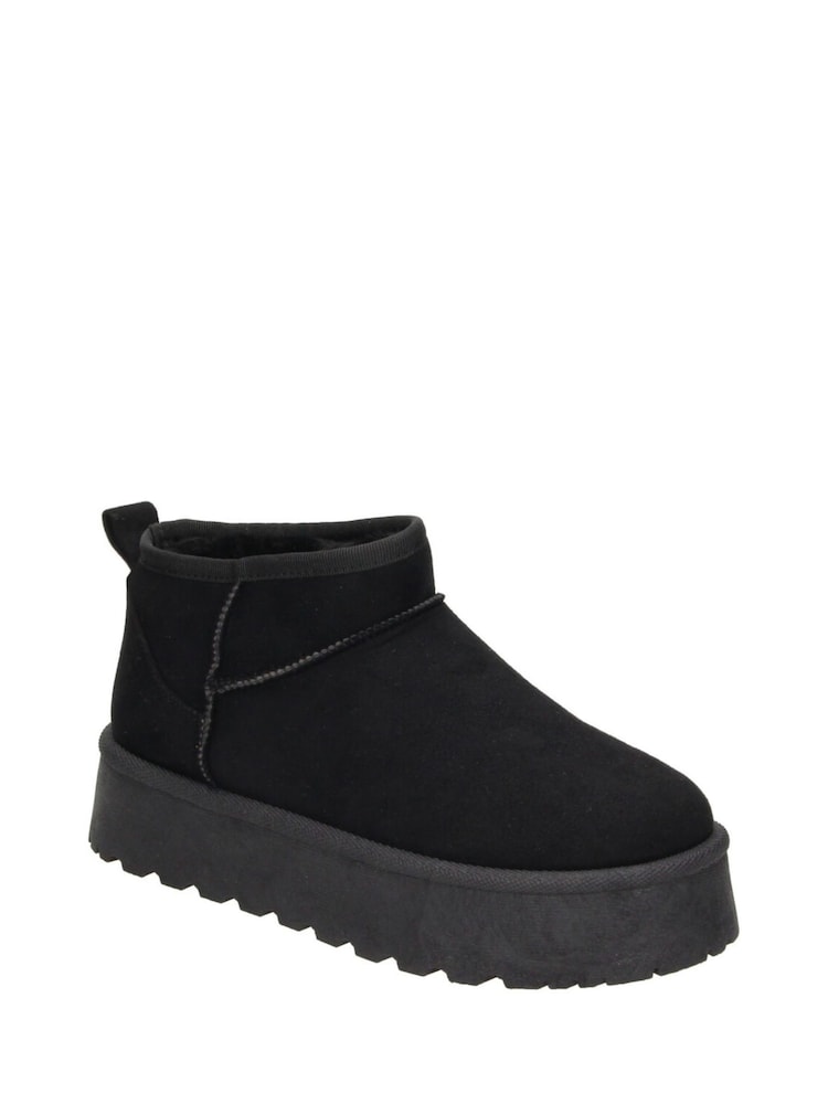 Novo Black Standard Fit Luna Low Ankle Pull On Platform Boots - Image 2 of 3