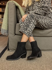 Novo Black Standard Fit Gala Square Toe Chelsea Ankle Boots - Image 1 of 6