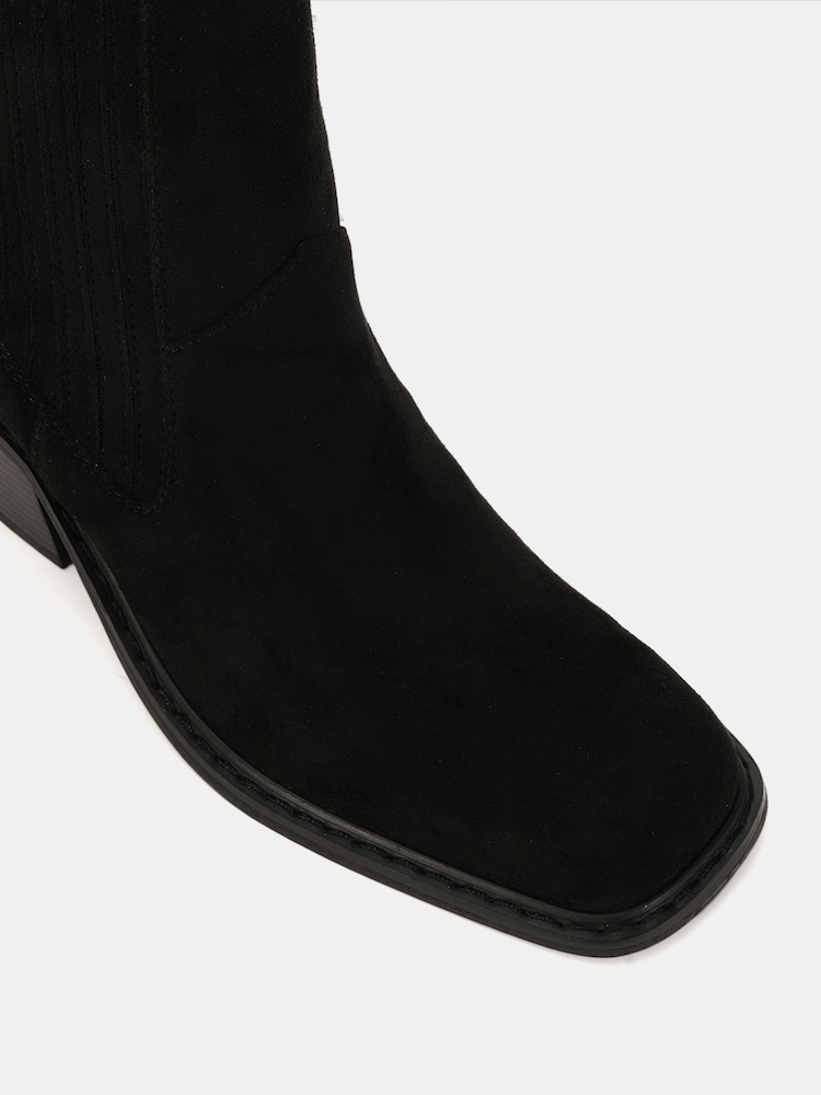 Novo Black Standard Fit Gala Square Toe Chelsea Ankle Boots - Image 6 of 6