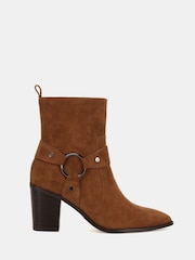 Novo Brown Standard Fit Giselle Block Heel Harness Ankle Boots - Image 2 of 6