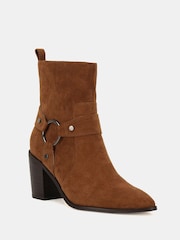 Novo Brown Standard Fit Giselle Block Heel Harness Ankle Boots - Image 3 of 6