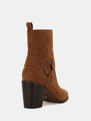 Novo Brown Standard Fit Giselle Block Heel Harness Ankle Boots - Image 4 of 6