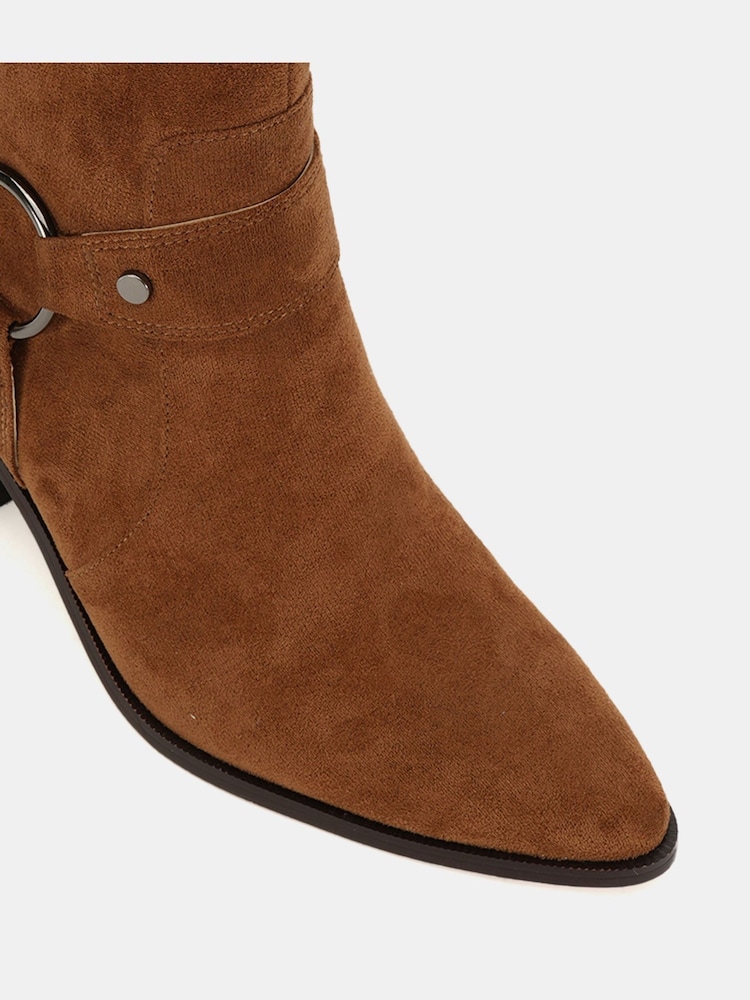 Novo Brown Standard Fit Giselle Block Heel Harness Ankle Boots - Image 6 of 6