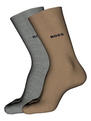 Бежевый - BOSS Regular Length Cotton Blend 2 Pack Socks - Изображение 2 из 4