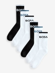 BOSS White Ribbed Short Socks 6 Pack - Image 1 of 9