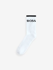 BOSS White Ribbed Short Socks 6 Pack - Image 3 of 9