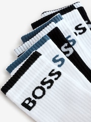 BOSS White Ribbed Short Socks 6 Pack - Image 8 of 9