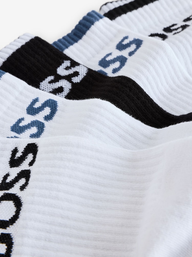 BOSS White Ribbed Short Socks 6 Pack - Image 9 of 9