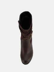 Novo Brown Wide Fit Gabrielle Wide Fit Block Heel Ruched Buckle Calf Boots - Image 6 of 6