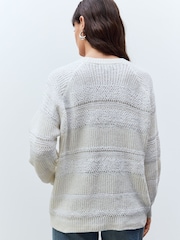 Weiß - Button Up Knitted Stitch Cardigan - Bild 3 von 8