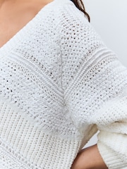 Weiß - Button Up Knitted Stitch Cardigan - Bild 4 von 8