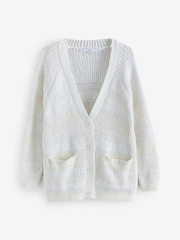 Weiß - Button Up Knitted Stitch Cardigan - Bild 6 von 8