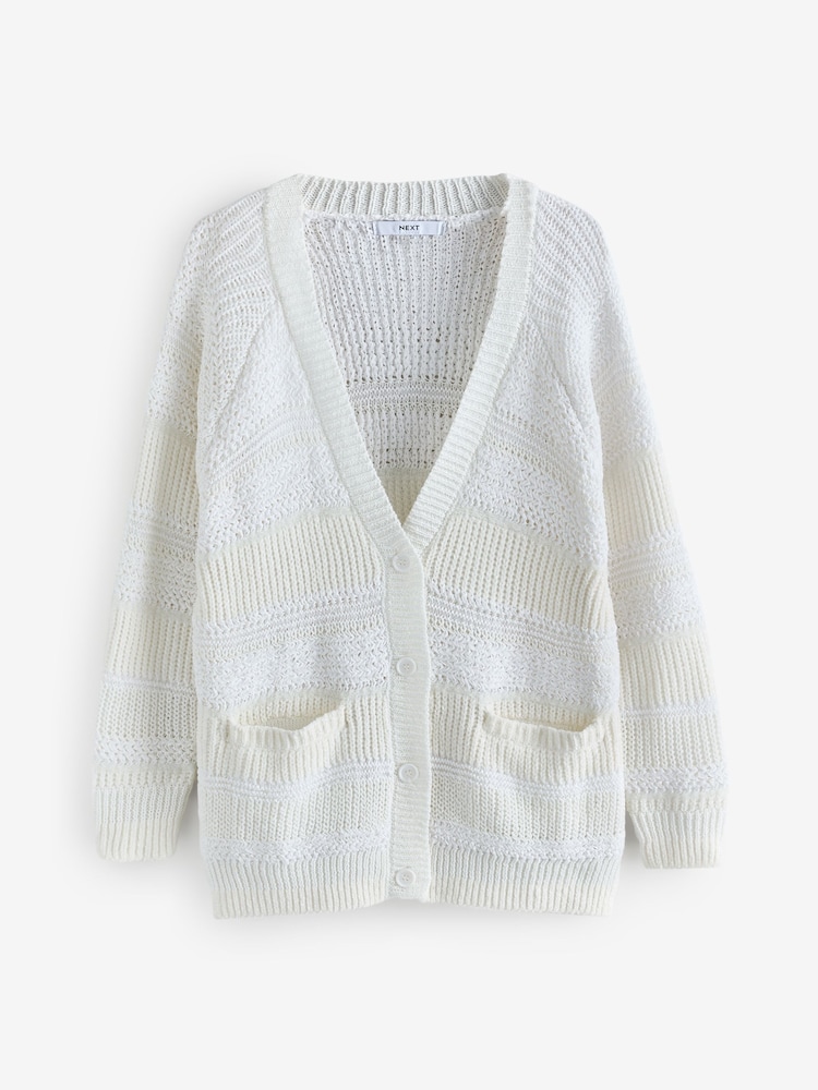 Blanc - Cardigan boutonné en maille - Image 6 of 8