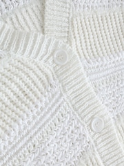 Weiß - Button Up Knitted Stitch Cardigan - Bild 7 von 8