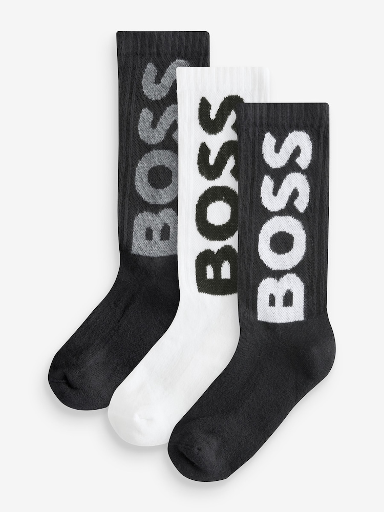 BOSS Multi Ribbed Cotton Socks 3 Pack - Image 1 of 4