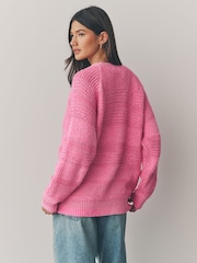 Neon-Pink - Button Up Knitted Stitch Cardigan - Image 4 of 7