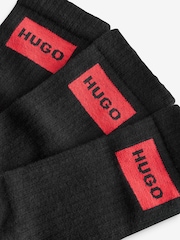 HUGO Black Ribbed Stretch Cotton Socks 3 Pack - Image 5 of 5