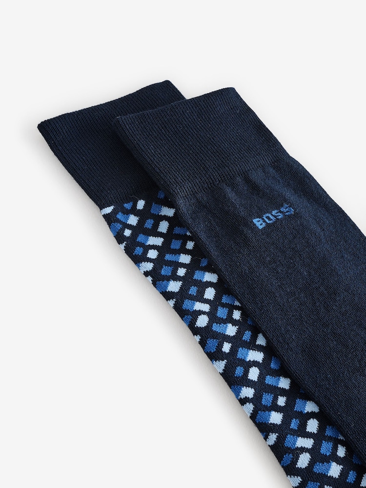 BOSS Blue Regular-Length Cotton-Blend Socks 2 Pack - Image 4 of 4