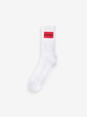 HUGO White Ribbed Stretch Cotton Socks 3 Pack - Image 3 of 5