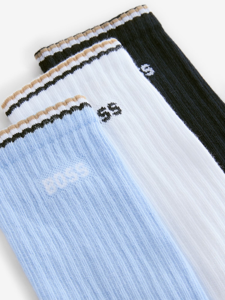 BOSS Natural Cotton Blend Short Socks 3 Pack - Image 5 of 5