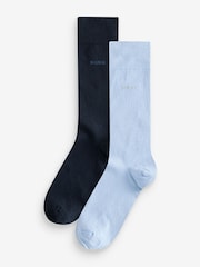 Синий - BOSS Regular Length Cotton Blend 2 Pack Socks - Изображение 1 из 3