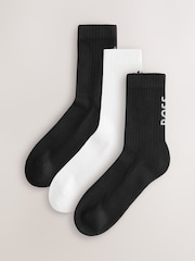 BOSS Black/White Ribbed Short Socks 3 Pack - Image 1 of 4