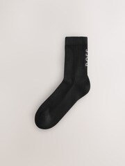 BOSS Black/White Ribbed Short Socks 3 Pack - Image 2 of 4