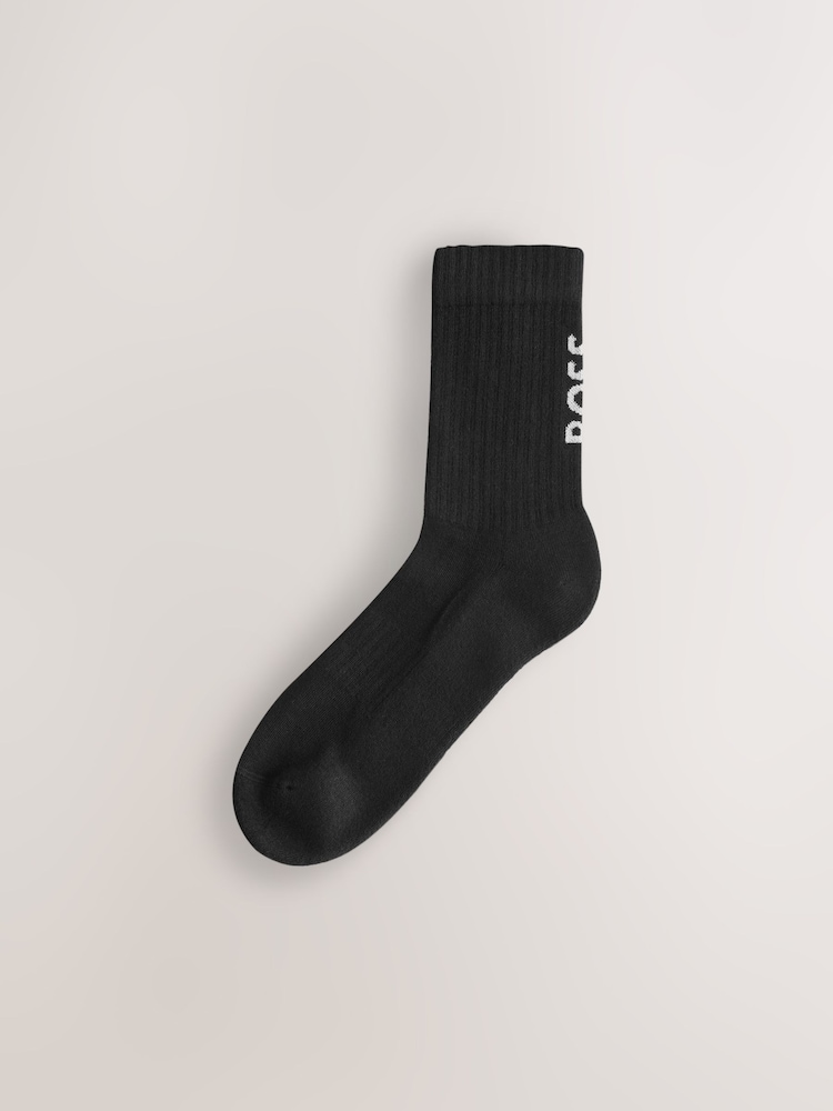 BOSS Black/White Ribbed Short Socks 3 Pack - Image 4 of 4