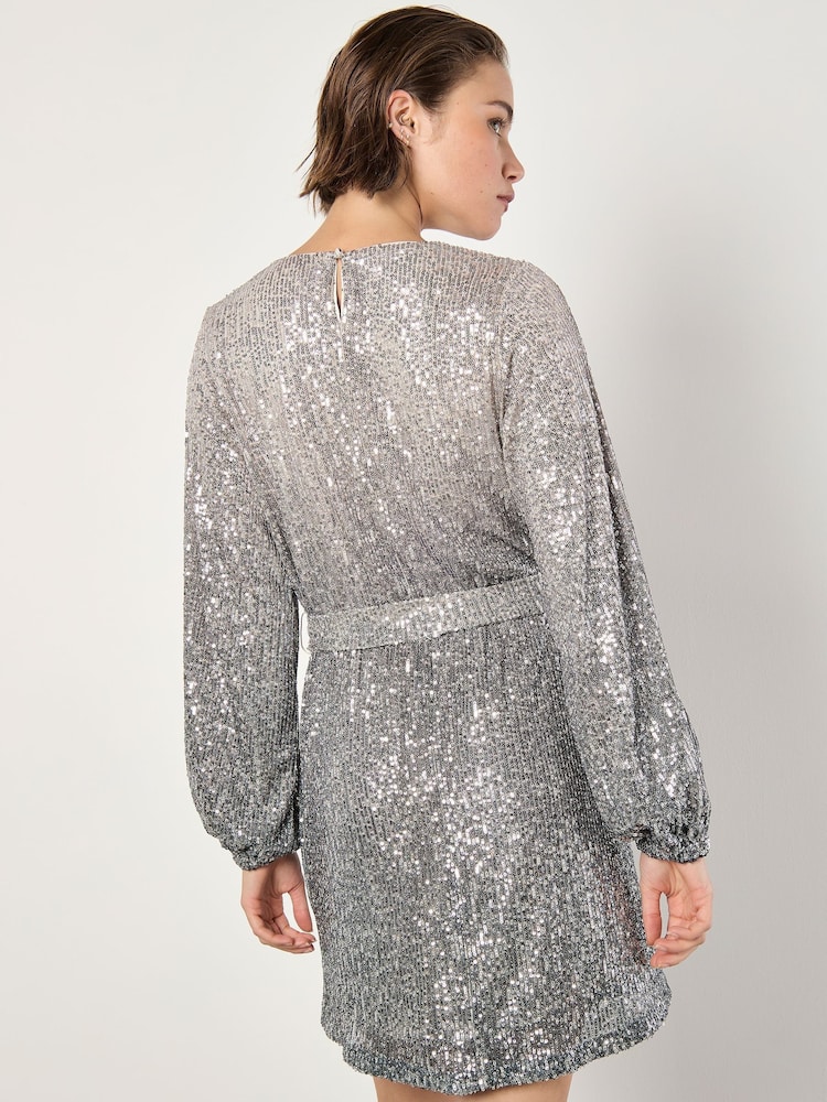 Apricot Grey Ombre Sequins Dress - Image 4 of 4