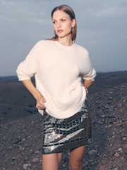 Apricot Gold Sequin Placement Mini Skirt - Image 1 of 5