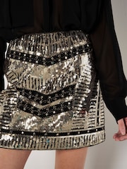 Apricot Gold Sequin Placement Mini Skirt - Image 5 of 5