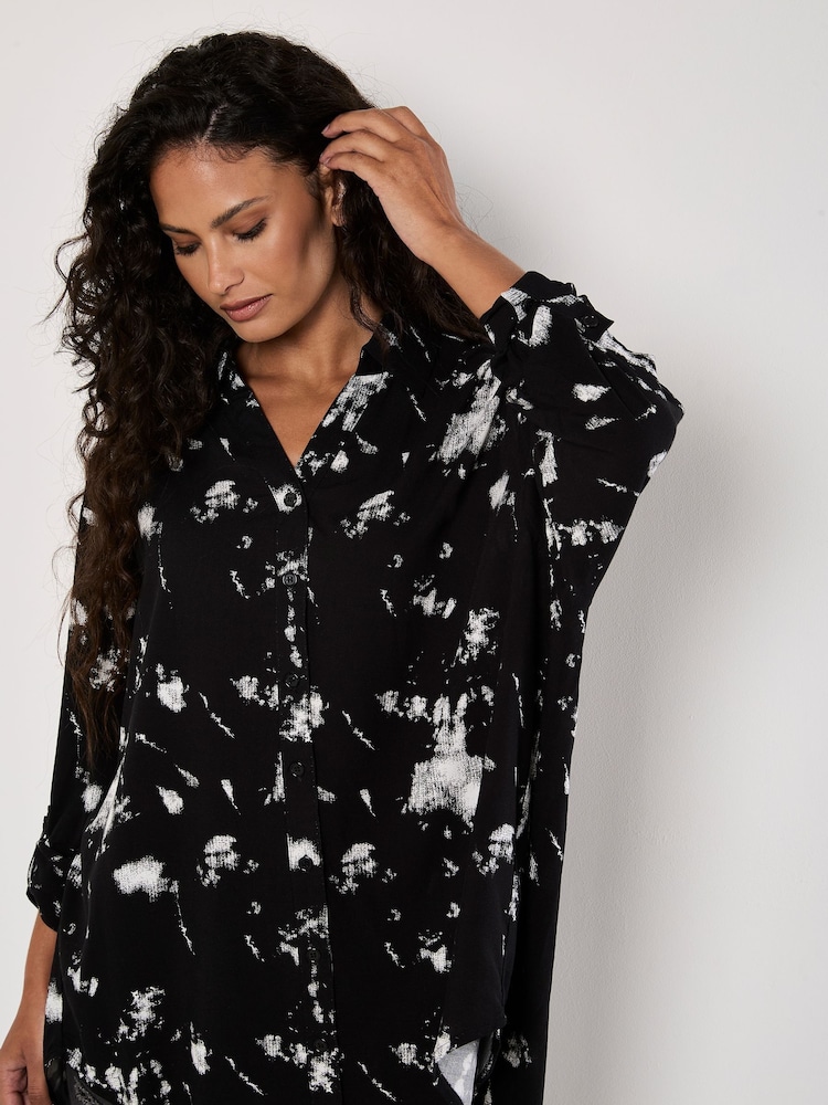 Apricot Black Oversized Paint Cloud Tunic - Image 2 of 4