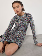 Apricot Black Fit & Flare Rainbow Sequin Dress - Image 1 of 4