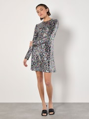 Apricot Black Fit & Flare Rainbow Sequin Dress - Image 3 of 4