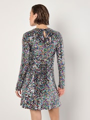 Apricot Black Fit & Flare Rainbow Sequin Dress - Image 4 of 4