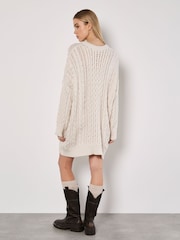 Apricot Cream Oversized Cable Knit Jumper Dress - Image 5 of 6