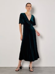 Apricot Green Wrap Angel Sleeve Split Maxi Dress - Image 3 of 5