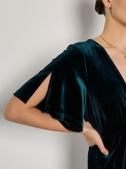 Apricot Green Wrap Angel Sleeve Split Maxi Dress - Image 4 of 5