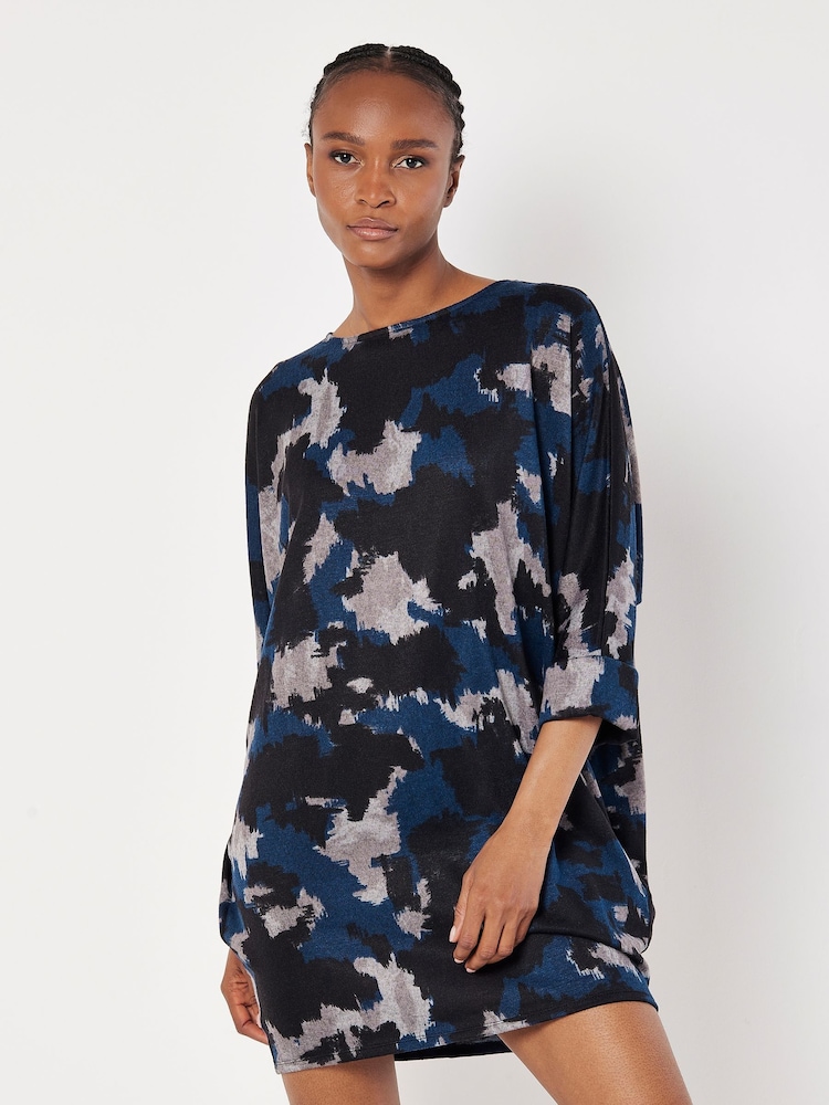 Apricot Blue Distressed Paint Batwing Dress - Image 1 of 4