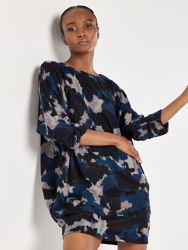 Apricot Blue Distressed Paint Batwing Dress - Image 4 of 4