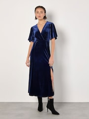 Apricot Blue Wrap Angel Sleeve Split Maxi Dress - Image 1 of 4