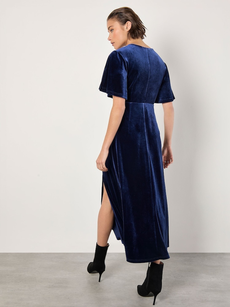 Apricot Blue Wrap Angel Sleeve Split Maxi Dress - Image 4 of 4 Apricot Blue Wrap Angel Sleeve Split Maxi Dress - Image 4 of 4