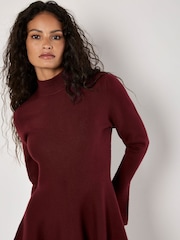 Apricot Red Bell Sleeves Knitted Skater Dress - Image 4 of 4