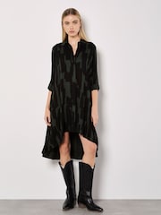 Apricot Green Painted Lines High Low Shirt Dress - Image 1 of 4
