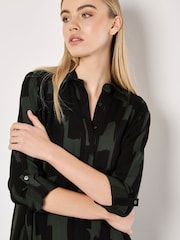 Apricot Green Painted Lines High Low Shirt Dress - Image 3 of 4