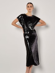 Apricot Black Flat Sequin Cropped T-Shirt - Image 1 of 4