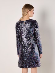 Apricot Black Rainbow Sequins Swing Dress - Image 5 of 5