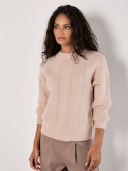 Apricot Pink Chevron Pointelle Jumper - Image 1 of 4
